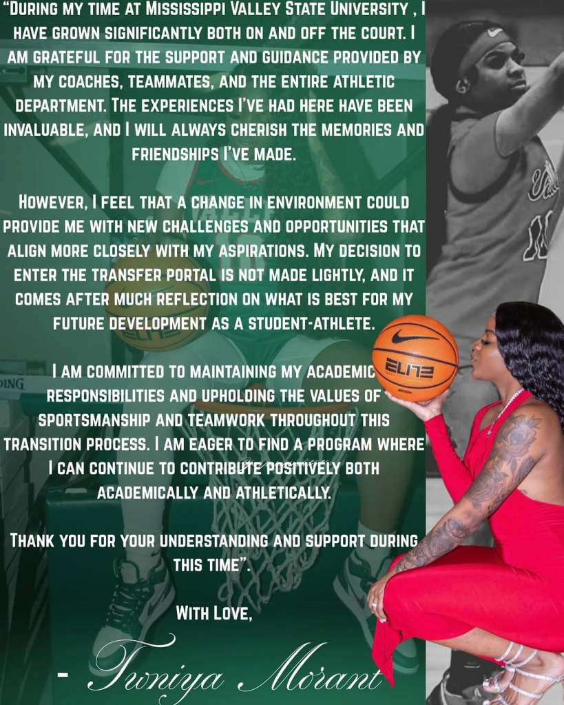 HBCU Ja Morant transfer portal Teniya Morant